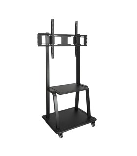 Soporte de Suelo para Pantallas de 37" a 100", Ruedas con Bloqueo, Regulable Alto/Ancho, 2 Bandejas, soporta hasta 150kg, VESA