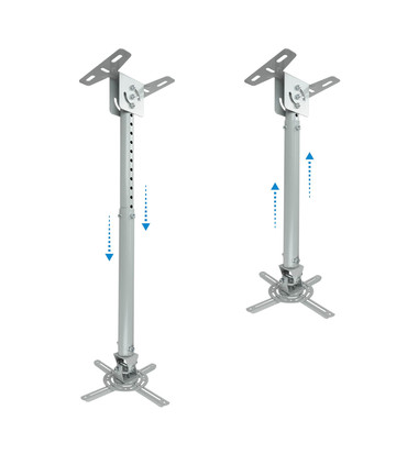 Soporte de Techo para Proyectores, Extensible, Rotatorio, Inclinable, Techos Inclinados, soporta hasta 20kg, Altura de 575-825mm