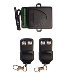 Receptor de Interior + 2 Mandos, Compatible con la frecuencia 433MHz, 12-24V, Autoaprendizaje, Canal Monoestable o Biestable