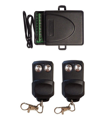 Receptor de Interior + 2 Mandos, Compatible con la frecuencia 433MHz, 12-24V, Autoaprendizaje, Canal Monoestable o Biestable