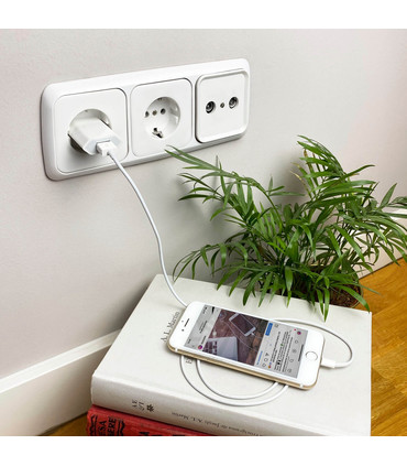 Cargador USB de 5W, 5V-1A, Equivalente al Cargador Oficial de Apple