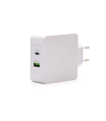 Cargador 2xUSB de 48W, USB-A con Carga Rápida 3.0, USB-C con Power Delivery