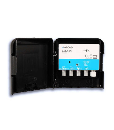 Amplificador Mástil de 2 entradas y 2 salidas (UHF-DAB), 24V, 40dB, Filtro 5G, IP53, Alcad