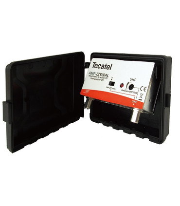 Amplificador Mástil de 1 entrada y 1 salida (UHF), 12/24V, Filtro LTE 5G, IP55, Conectores F, Tecatel