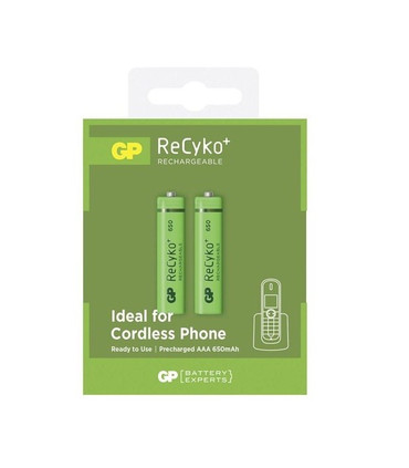 Pilas Recargables AAA de 650mAh, Ni-MH, 1.2V, Precargadas de fábrica, GP Recyko Pro