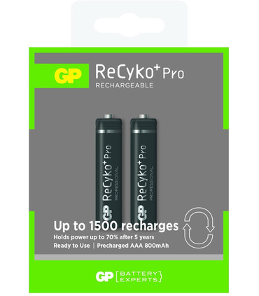 Pilas Recargables AAA de 800mAh, Ni-MH, 1.2V, Precargadas de fábrica, GP Recyko Pro
