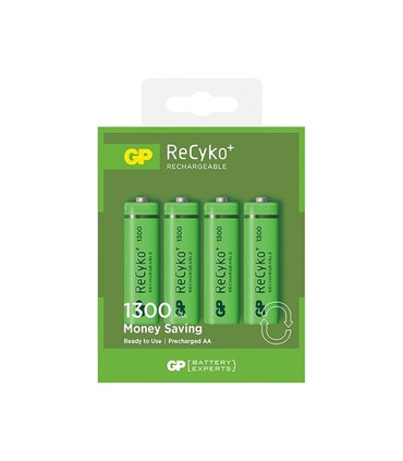 Pilas Recargables AA de 1300mAh, Ni-MH, 1.2V, Precargadas de fábrica, GP ReCyko,