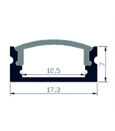 Perfil de Superficie de 2m para Tiras de Led hasta 12.5mm, Difusor, Clips y Tapas Incluidas, Dimensiones Exteriores 7x17.3mm