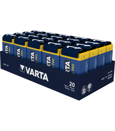 6LR61 Pila Alcalina de 9V Industrial Pro, Caja de 20 uds., Varta