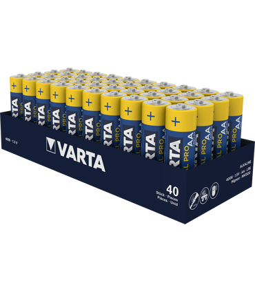 LR6 Pila Alcalina tipo AA 1.5V Industrial Pro, Caja de 40 uds., Varta