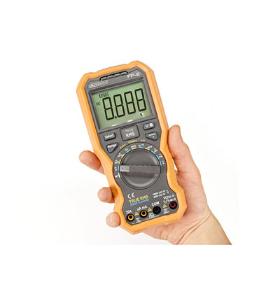 Multímetro Digital True RMS, Pantalla Retroiluminada Extra Grande, Linterna Led, Soporte Abatible, Protector Antichoque, Promax