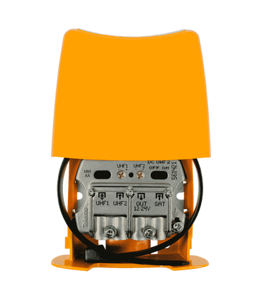 Amplificador de Mástil de 3 entradas (2xUFH-FImix), 12-24V, Ganancia 28dB, Filtro LTE700, Conexión EasyF, IP23, Televés NanoKom