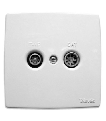 Embellecedor para Tomas de TV/FM y SAT, 80x80cm, Tornillo Resistente a la Corrosión, ABS Color Blanco, Televés