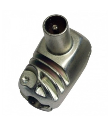 Conector CEI Macho Acodado con Blindaje Extra para Cables TV de 5-7.5mm, Montaje ProEasyF mediante Presión del Tornillo, Televés