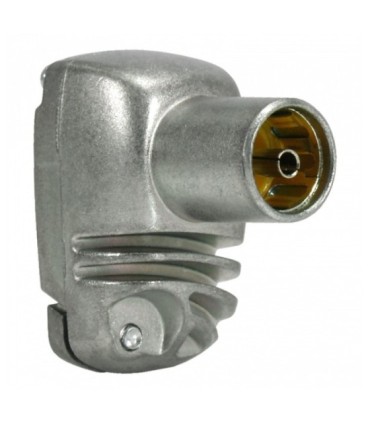 Conector CEI Hembra Acodado con Blindaje Extra para Cables TV de 5-7.5mm, Montaje ProEasyF mediante Presión de Tornillo, Televés