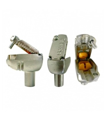 Conector CEI Hembra Acodado con Blindaje Extra para Cables TV de 5-7.5mm, Montaje ProEasyF mediante Presión de Tornillo, Televés