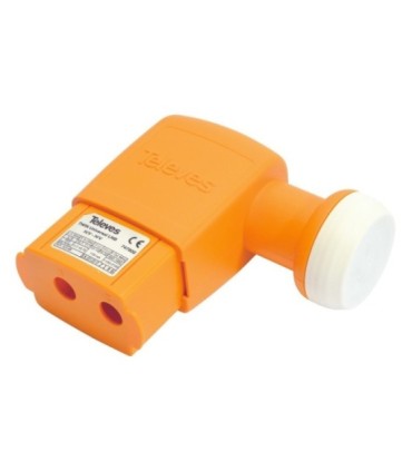 LNB Twin, 4Polaridad/Banda por Salida, Ganancia 60dB, Ruido 0.3dB, 12-20VDC, Soportes de 40mm, IP66, Televés