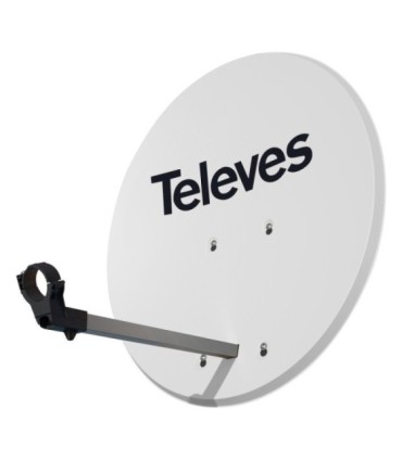 Antena Parabólica de 63x57cm para TV Satélite, Ganancia 35.5dBi, Elevación 0-90º, Mástiles de 20-60mm, Aluminio, Televés