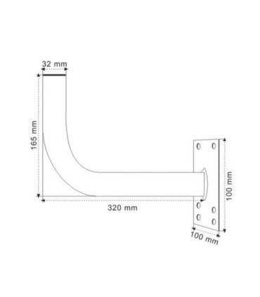 Soporte de Pared/Mástil tipo “L” para Antenas, Ø32mm, 320x165mm, Parabólicas de 60cm, Galvanizado en Caliente, FTE