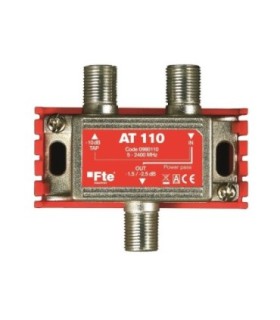 Derivador de 1e/1s/1d para TDT/SAT, 5-2400MHz, Derivación 10/11.5dB, Paso 1.5/2.5dB, Conectores F, Incluye Soporte, FTE AT110
