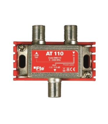 Derivador de 1e/1s/1d para TDT/SAT, 5-2400MHz, Derivación 10/11.5dB, Paso 1.5/2.5dB, Conectores F, Incluye Soporte, FTE AT110