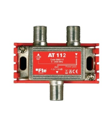 Derivador de 1e/1s/1d para TDT/SAT, 5-2400MHz, Derivación 12/13.5dB, Paso 1.2/1.9dB, Conectores F, Incluye Soporte, FTE AT112