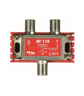 Derivador de 1e/1s/1d para TDT/SAT, 5-2400MHz, Derivación 15/16.5dB, Paso 1/1.6dB, Conectores F, Incluye Soporte, FTE AT115