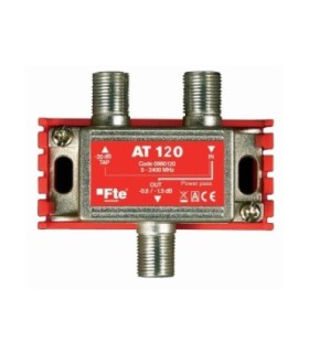 Derivador de 1e/1s/1d para TDT/SAT, 5-2400MHz, Derivación 20/22.5dB, Paso 0.8/1.5dB, Conectores F, Incluye Soporte, FTE AT120