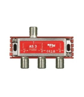 Repartidor de 3S para TDT/SAT 5-2400MHz, Atenuación 6.5/10.5dB, Conectores tipo F, Paso DC, FTE AS3