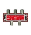 Repartidor de 4S para TDT/SAT 5-2400MHz, Atenuación 8.5/11dB, Conectores tipo F, Paso DC, FTE AS4