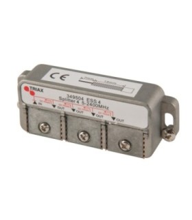 Repartidor de 4s para TDT/SAT 5-2400MHz, Atenuación 8.5/12dB, Blindaje 85dB, Conectores tipo Clema, Paso DC, Triax ESS4
