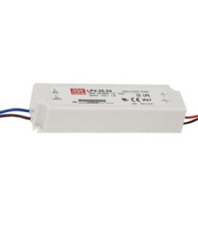 Fuente de Alimentación de 24V, 36W, 1.5A, Estanca IP67, 148x40x30mm, Mean Well
