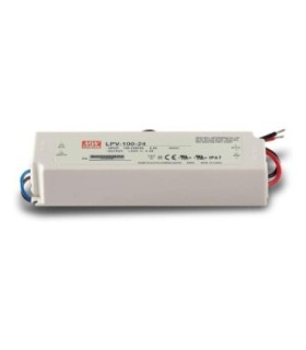 Fuente de Alimentación de 24V, 100W, 4.2A, Estanca IP67, 190x52x37mm, Mean Well