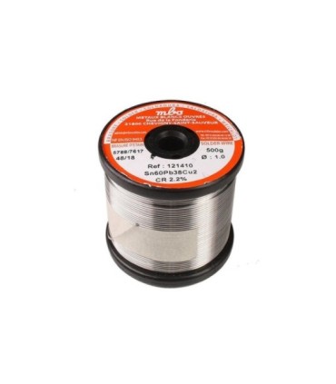Rollo de Estaño Trimetal de 500g, Hilo de 1mm, Sn60 Pb38 Cu2, Flux CR2, MBO
