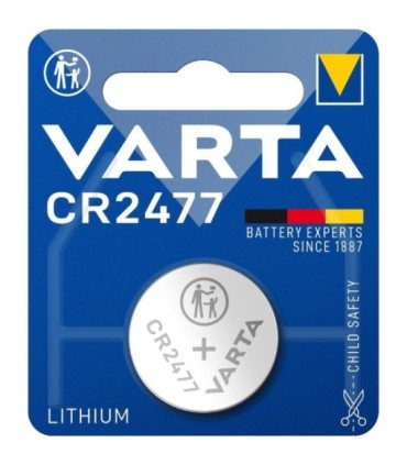 CR2477 Pila de Botón Litio de 3V, 7.7x24.5mm, Varta