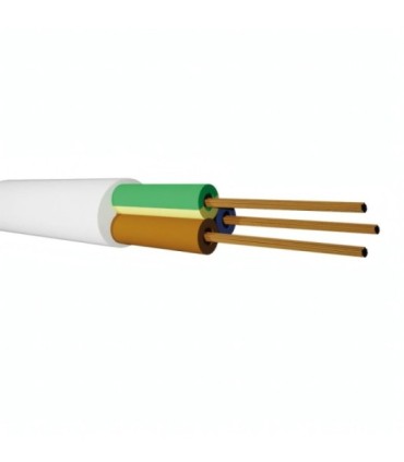 Cable Eléctrico, Manguera H05VV-F, 3G2.5mm², 0.3/0.5kV 300-500V, Flexible, Cubierta Blanca