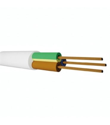 Cable Eléctrico, Manguera H05VV-F, 3G1.5mm², 0.3/0.5kV, Flexible, Cubierta Blanca