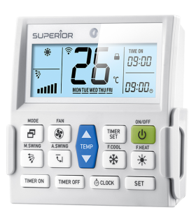 Mando universal para aire acondicionado con soporte de pared, 5000 códigos y bloqueo de temperatura Superior AirCo Pad