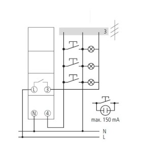 Minutero de escalera Grässlin trealux 450 – Carril DIN, 0,5 a 20 min, detección automática 3 o 4 hilos, apto para LED