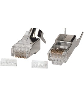 Conector RJ45 Blindado de 8 Pines para Cables STP de Cat.6a/7/7a, Modelo de Altas Prestaciones