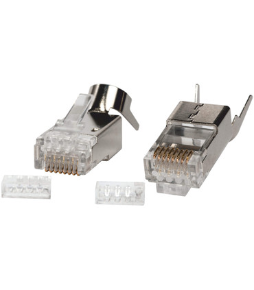 Conector RJ45 Blindado de 8 Pines para Cables STP de Cat.6a/7/7a, Modelo de Altas Prestaciones