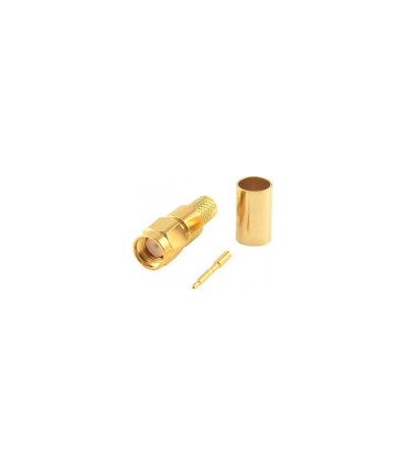 Conector SMA de 50 Ohmios Macho crimpado, Modelo de Altas Prestaciones Bañado en Oro
