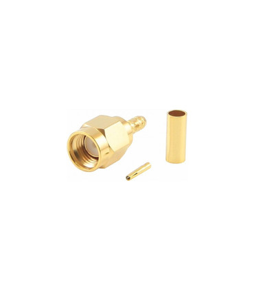 Conector SMA Inverso de 50 Ohmios, Macho Crimpado Bañado en Oro, Modelo de Altas Prestaciones