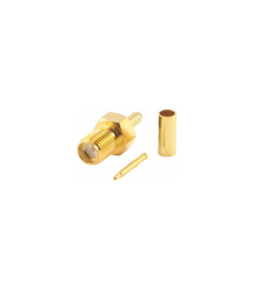 Conector SMA Inverso de 50 Ohmios, Hembra Crimpado Bañado en Oro, Modelo de Altas Prestaciones,