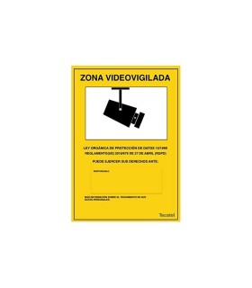 Cartel de Zona Videovigilada, 300x210mm, PVC