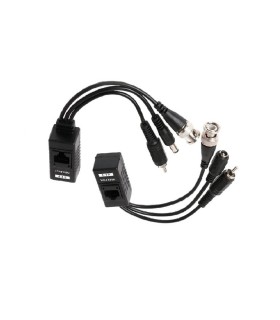 Pareja de Balun en Latiguillo con Alimentación y Audio, Transmisión mediante RJ45 del Cable de Red Cat.5/5e/6