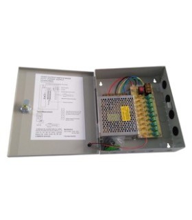 Fuente de Alimentación Centralizada de 9 salidas a 12V - 10/20A, para Cámaras CCTV