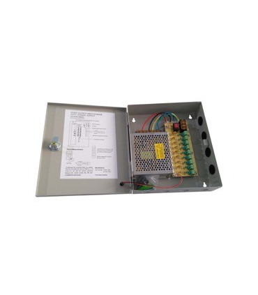 Fuente de Alimentación Centralizada de 9 salidas a 12V - 10/20A, para Cámaras CCTV