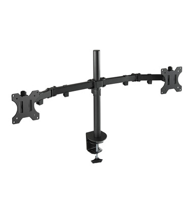 Soporte de Mesa para 2 Pantallas de 13" a 32", Giratorio (8 pivotes), Inclinable, Rotatorio, Ajustable, soporta 8kg/brazo, VESA