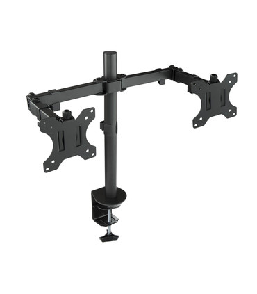 Soporte de Mesa para 2 Pantallas de 13" a 32", Giratorio (8 pivotes), Inclinable, Rotatorio, Ajustable, soporta 8kg/brazo, VESA